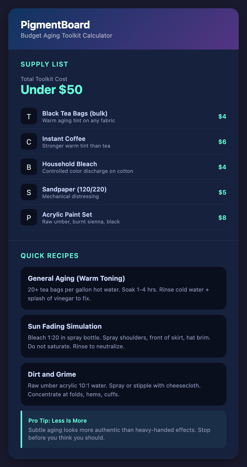 PigmentBoard Budget Aging Toolkit mockup